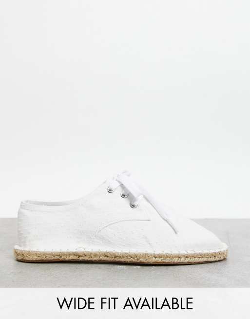 ASOS DESIGN – Espadrilles zum Schnüren aus weißem, strukturiertem Leinen, 2 von 4