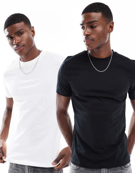 ASOS DESIGN essential 2 pack crew neck t-shirts in black and white - view 1