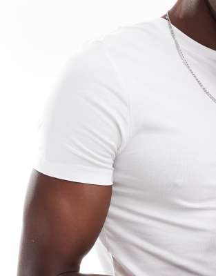 ASOS DESIGN 2 pack muscle fit t-shirt with crew neck in black and white