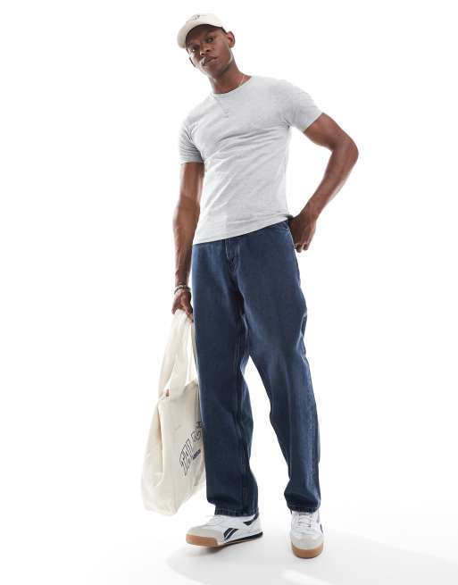 ASOS DESIGN essential 2 pack muscle fit T-shirts in white and gray heather     