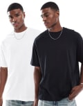 [ASOS DESIGN] ASOS DESIGN essential 2 pack oversized t-shirts in black and white-Multi XS Black/white