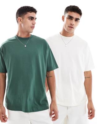 Asos Design Essential 2 Pack Oversized T-shirts In White