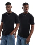 [ASOS DESIGN] ASOS DESIGN essential 2 pack relaxed t-shirt in black XS BLACK