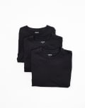 [ASOS DESIGN] ASOS DESIGN essential 3 pack crew neck t-shirts in black L BLACK