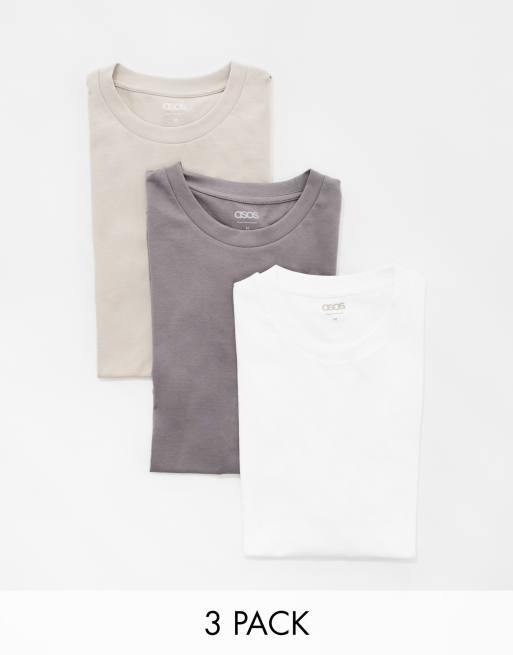 ASOS DESIGN essential 3 pack crew neck t-shirts in multiple colors