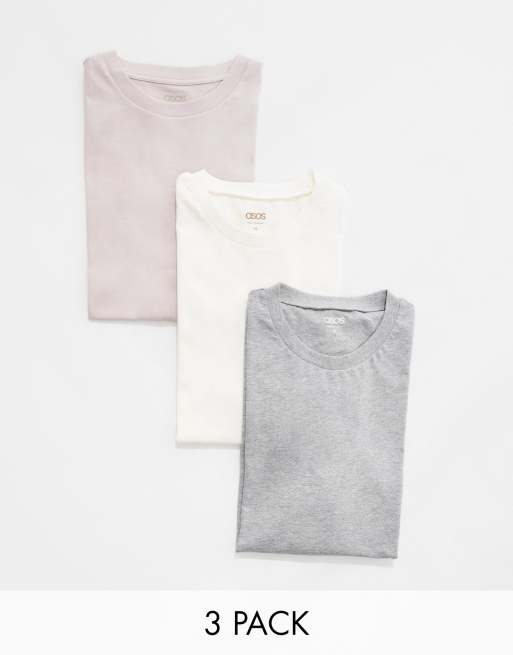 ASOS DESIGN essential 3 pack crew neck t-shirts in multiple colors