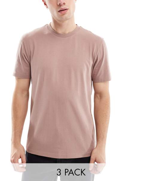 ASOS DESIGN essential 3 pack crew neck t-shirts in multiple colours - view 1