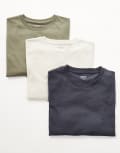 [ASOS DESIGN] ASOS DESIGN essential 3 pack crew neck t-shirts in multiple colours XS GREY/KHAKI/STONE