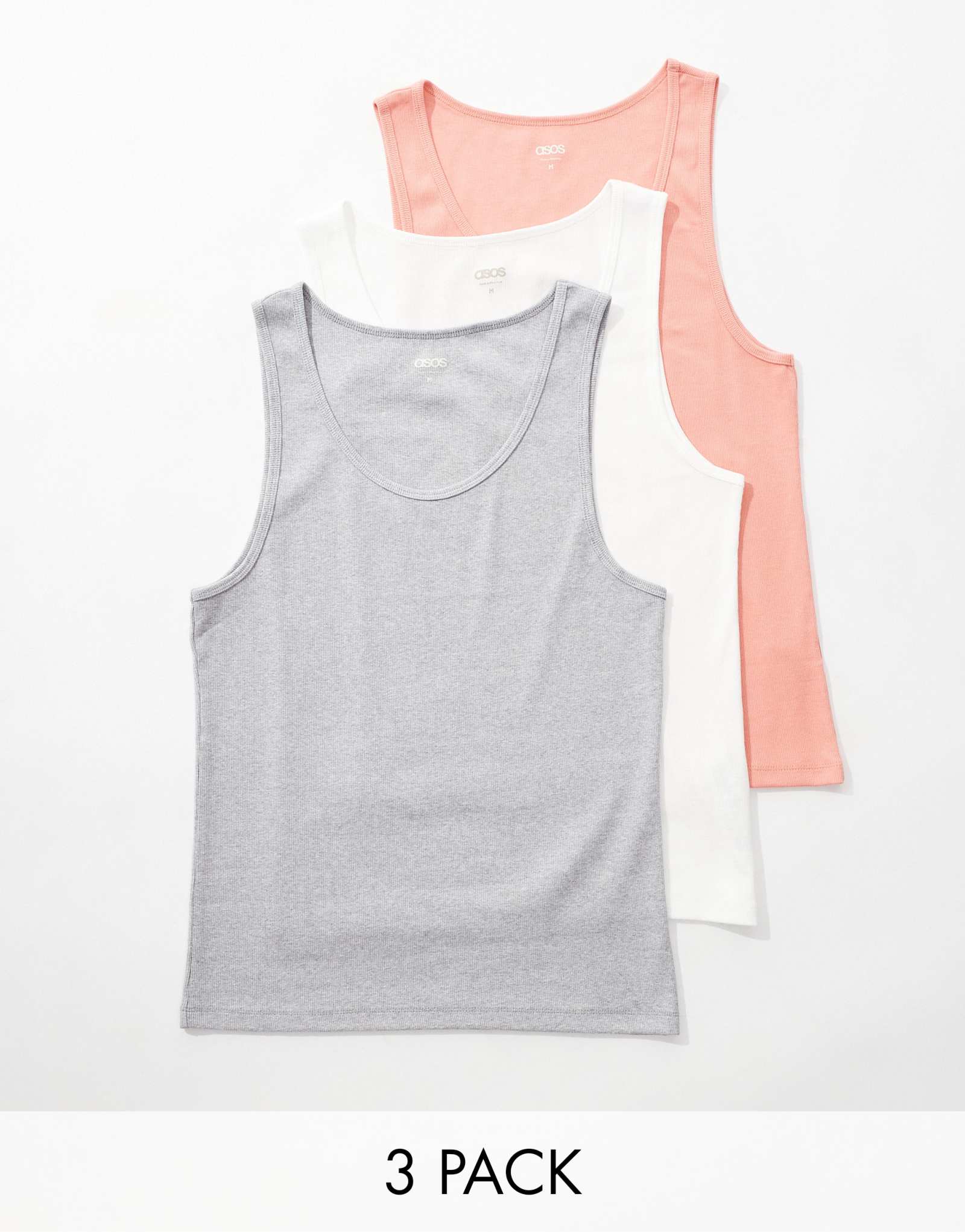 Топы ASOS DESIGN essential 3 pack muscle безрукавки с несколькими ребрами жесткости