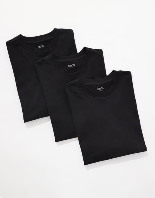 ASOS DESIGN Essential 3 pack of oversized t-shirts in black   