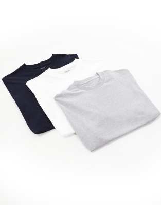 Asos Design Essential 3 Pack Oversized T-shirts In Multi