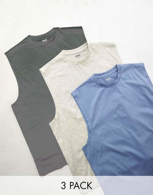 ASOS DESIGN essential 3 pack oversized tank in multiple colours 