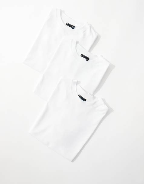 ASOS DESIGN essential 3 pack relaxed crew neck t-shirts in white - view 1