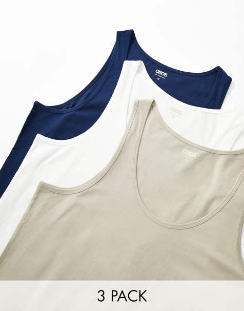 ASOS DESIGN essential 3 pack vests in multiple colours - view 1