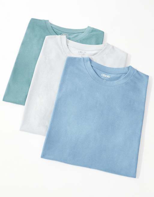 ASOS DESIGN – Essential – 3er-Pack T-Shirts in mehreren Farben mit Rundhalsausschnitt