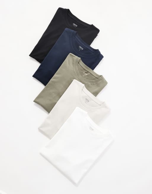 ASOS DESIGN essential 5 pack crew neck t-shirt in multi