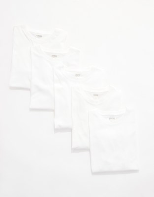 ASOS DESIGN essential 5 pack crew neck t-shirt in white - view 1