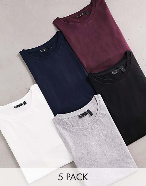ASOS DESIGN essential 5 pack crew neck t-shirts in multiple colors 