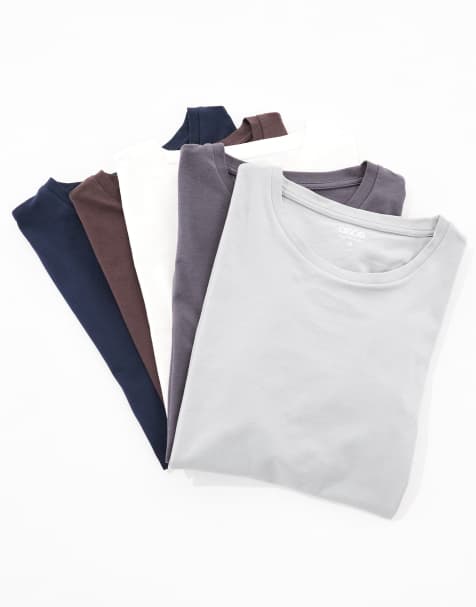 ASOS DESIGN essential 5 pack muscle fit t-shirts in multi - view 1