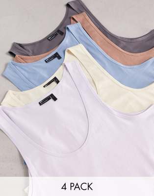 ASOS DESIGN essential 5 pack tank tops with scoop neck in multiple ...