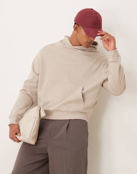 ASOS DESIGN – Essential – Beige huvtröja i boxig oversize-passform - view 1