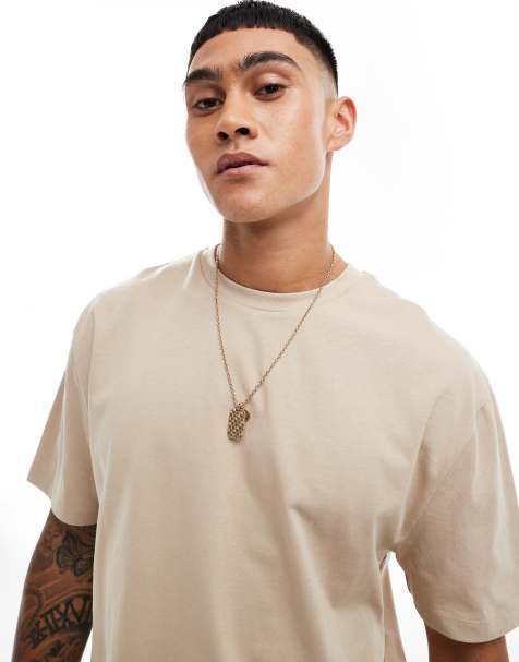 ASOS DESIGN – Essential – Beige t-shirt med avslappnad passform - view 1