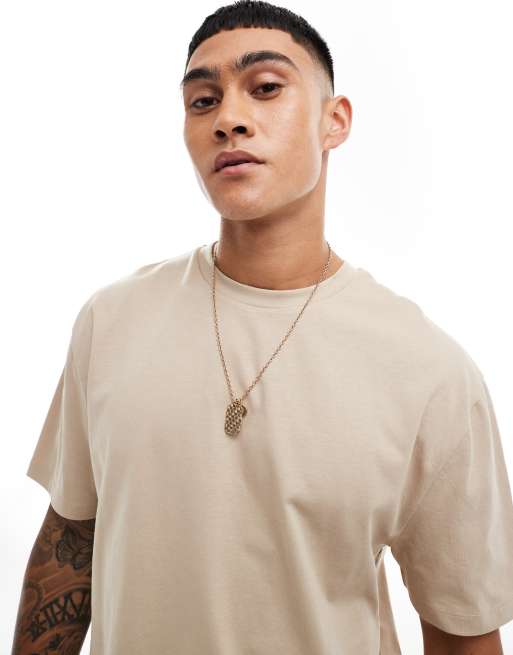 ASOS DESIGN – Essential – Beżowy T-shirt o luźnym kroju