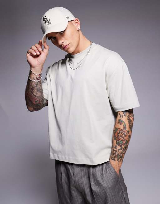 ASOS DESIGN – Essential – Beżowy T-shirt o luźnym pudełkowym kroju