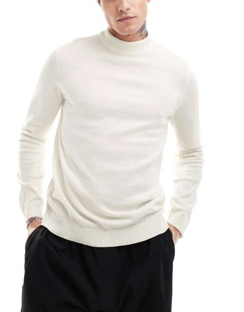 ASOS DESIGN essential knitted turtle neck jumper in white