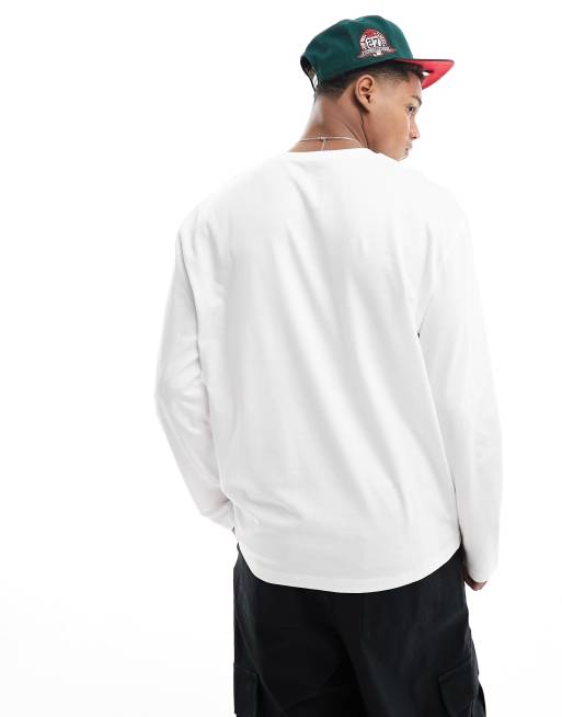 ASOS DESIGN – Essential – Biały luźny T-shirt z długim rękawem, 2 z 4
