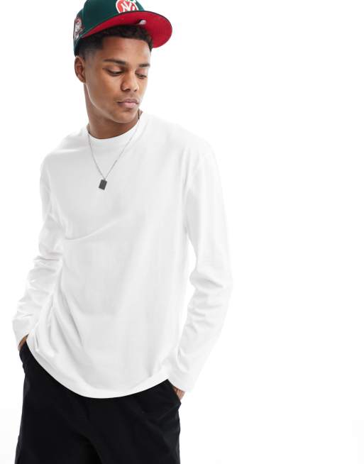 ASOS DESIGN – Essential – Biały luźny T-shirt z długim rękawem, 4 z 4