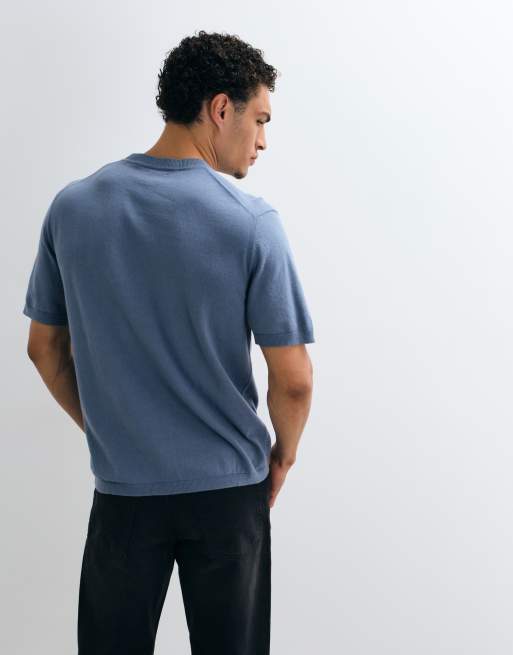 ASOS DESIGN – Essential – Blå, finstickad tröja med avslappnad passform och rund halsringning, 5 av 5