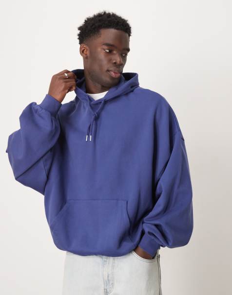 ASOS DESIGN – Essential – Blå huvtröja i extra oversize - view 1