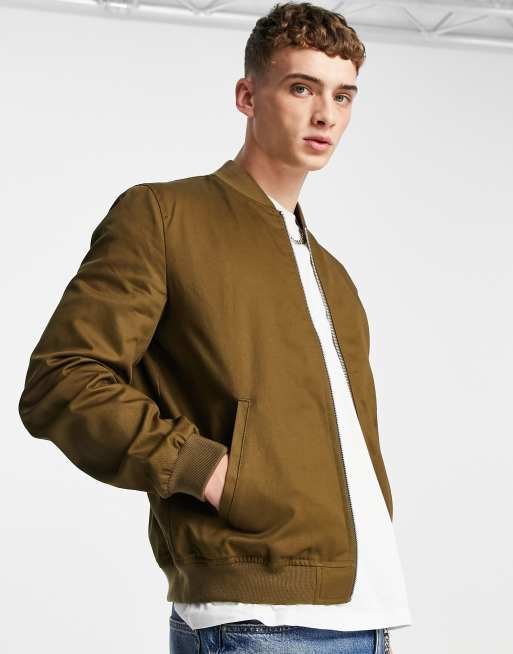 ASOS DESIGN essential bomber jacket in brown | ASOS