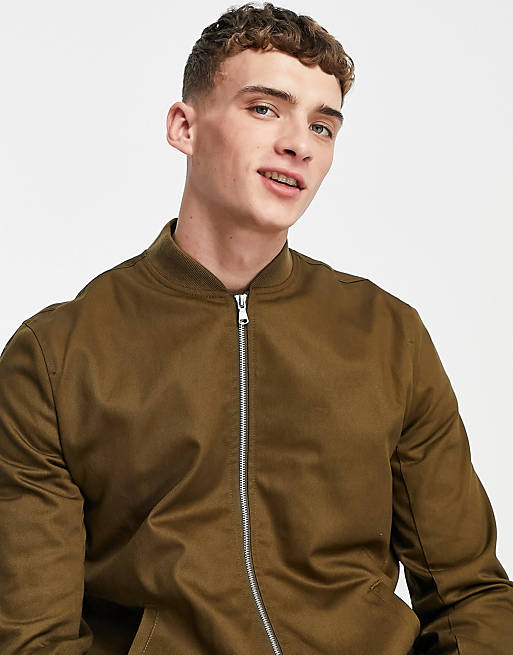 ASOS DESIGN essential bomber jacket in brown | ASOS