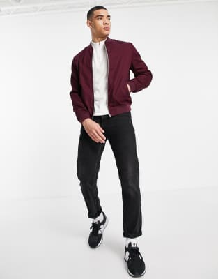 burgundy bomber jacket mens