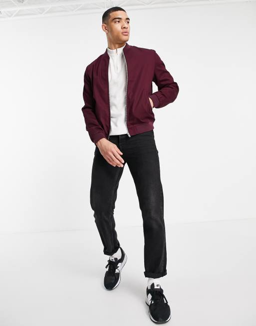 Maroon bomber jacket outfit sale