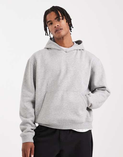 ASOS DESIGN essential boxy oversized hoodie in grey marl