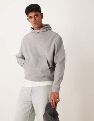 Asos Design Essential Boxy Oversized Hoodie In Heather Gray