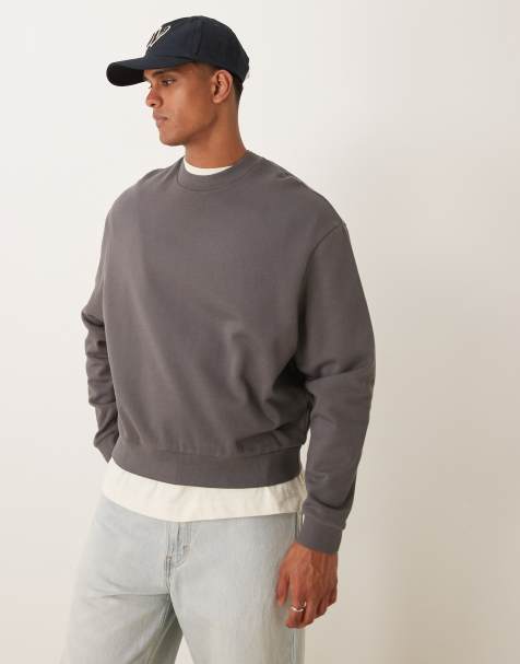 ASOS DESIGN essential boxy oversized sweatshirt in charcoal - view 1