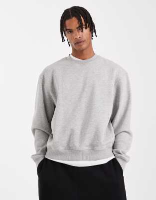 Asos Design Essential Boxy Oversized Sweatshirt In Gray