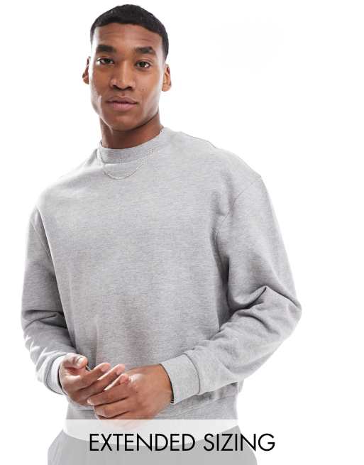 ASOS DESIGN essential boxy oversized sweatshirt in grey marl