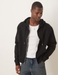 [ASOS DESIGN] ASOS DESIGN essential boxy oversized zip through hoodie in black XL BLACK