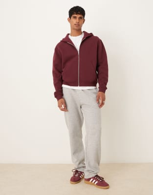 Asos Design Essential Boxy Oversized Zip Through Hoodie In Red