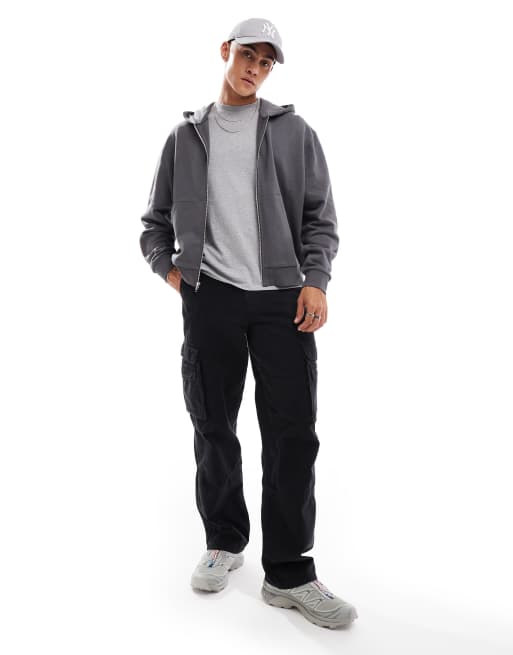 ASOS DESIGN essential boxy oversized zip through hoodie in