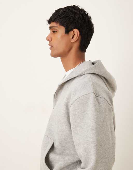 ASOS DESIGN essential boxy oversized zip up hoodie in heather gray