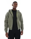 [ASOS DESIGN] ASOS DESIGN essential boxy oversized zip through hoodie in khaki-Green XS Dusty olive