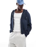 [ASOS DESIGN] ASOS DESIGN essential boxy oversized zip through hoodie in navy XL Sky captain