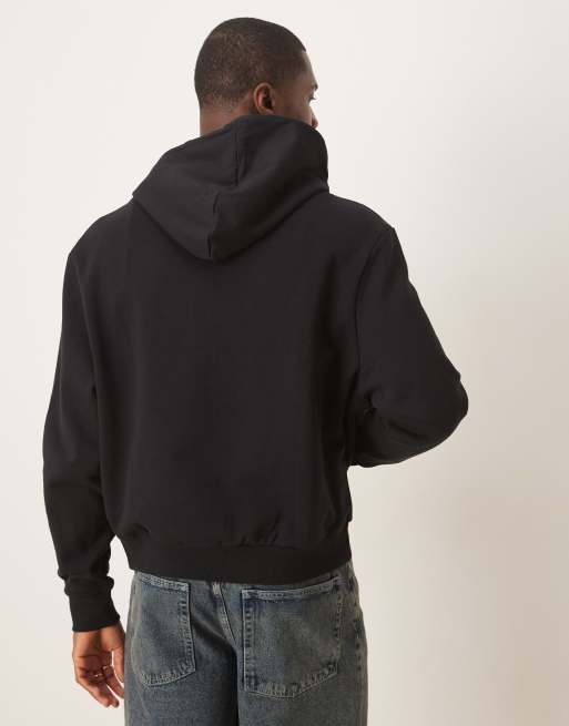 ASOS DESIGN essential boxy oversized zip up hoodie in black