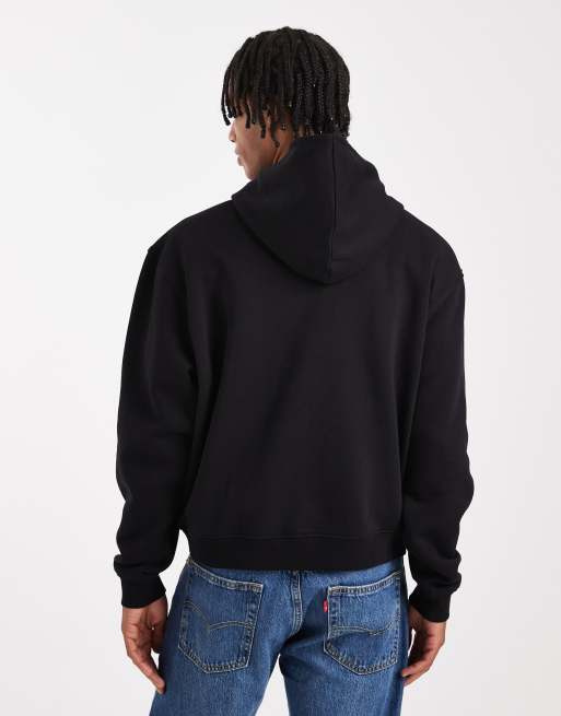 ASOS DESIGN essential boxy oversized zip up hoodie in black